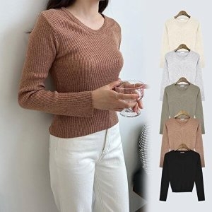 셀러허브 패션 JHQS8YH9_4B 슬리밍 라운드 풀오버 뱀부 니트 가디건 베스