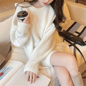 셀러허브 패션 JHQS8YHN_4B 포근 라운드넥 겨울니트 플레인 남친룩 니