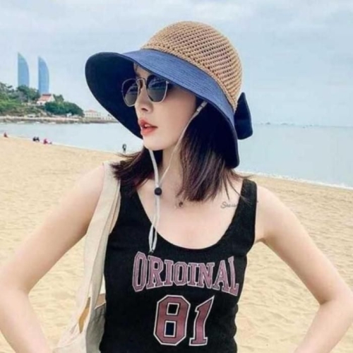 라일리 Rly 여자 햇빛 챙모자 바캉스 휴가룩 리본 버킷햇 모자 37329398