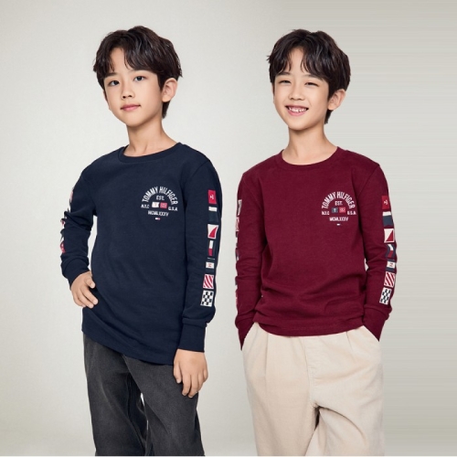 타미힐피거 키즈 플래그 자수 로고 티셔츠 2종 T42E7KKO640BT1