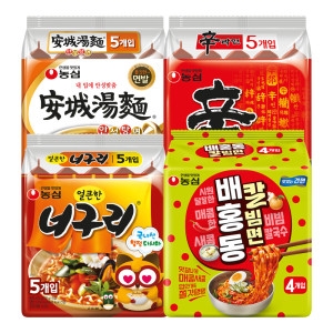 농심  신라면5개 + 안성탕면5개 + 얼큰한너구리5개 + 배홍동비빔면4개