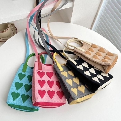 라일리 Rly 니트백 토트백 러블리 하트패턴 미니백 니트크로스백 37296589