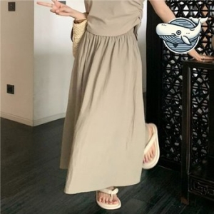 심플 에이라인 롱 기장 데일리 플레어 WFH2XKW