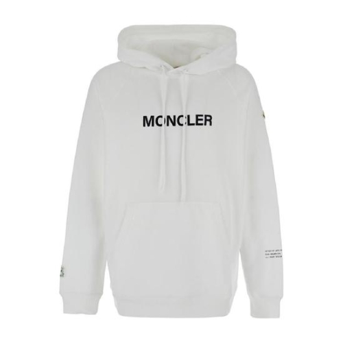 몽클레르 GENIUS White Hoodie with Logo Lettering on the Front and Logo Print ..