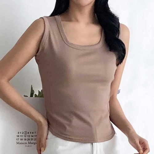 오노마 ONM 스퀘어넥 슬림핏 민소매 티셔츠 나시탑 골지 데일리 37327082