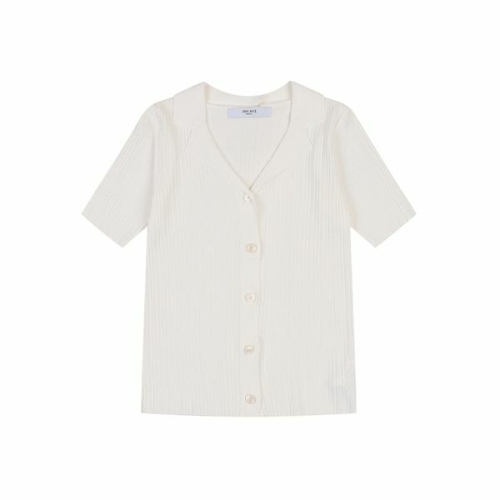 반에이크 꽈배기 브이넥 반팔 니트 가디건_VB38KCUG02Z