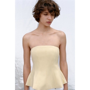 자라 여성 페플럼 홀터넥 탑 노랑323938