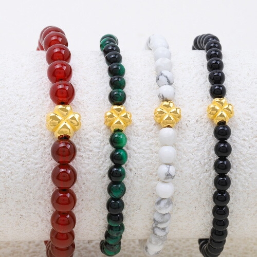 혼골드모아 골드모아 순금 [통통 클로버 비즈] 팔찌 1.12g