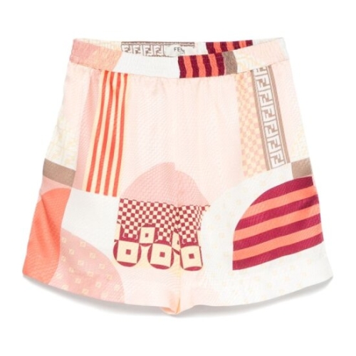 펜디 레드 하이웨이스트 패턴 쇼츠 FR6643 AUQMF1SAW