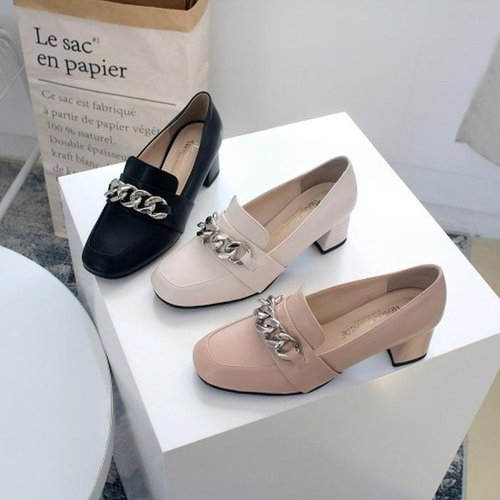 셀러허브 실버체인 여성구두 국산 단화 굽5cm NID-535빅