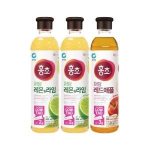 청정원 홍초 저당 레몬 & 라임 900ml x 2개 + 저당 레드애플 900ml