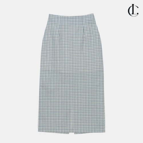 엘케이트 여성 롱스커트 H라인 여름치마 체크 뒷트임 스커트 YRAP008