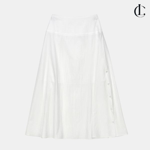 엘케이트 여성 롱스커트 바스락 여름 A라인 치마 옆트임 하객룩 스커트 YRAP010