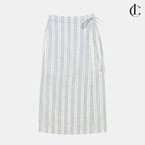 엘케이트 여성 스커트 레이어드 스트라이프 여름 H라인 롱 랩스커트 YRAP006