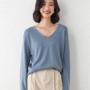 오노마 ONM 여름록 여성 브이넥 긴팔 티셔츠 기본 슬림 티 37292803