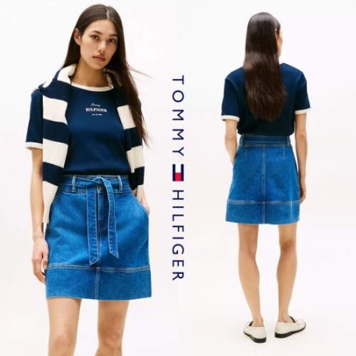 타미힐피거 TOMMY HILFIGER XW04403-8KB 여자 벨티드 데님 미니 스커트 치마
