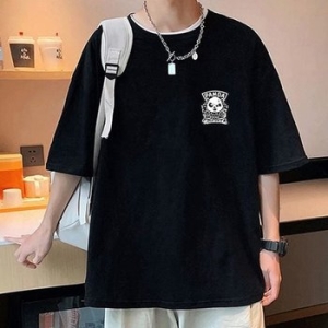 판다 레터링 루즈핏 반팔 티셔츠 WEBDD1D