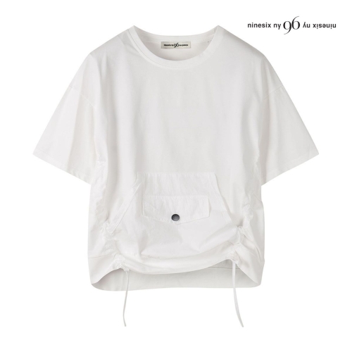 96NY 캥거루 포켓 스트링 라운드넥 티셔츠 NP7TS003M0