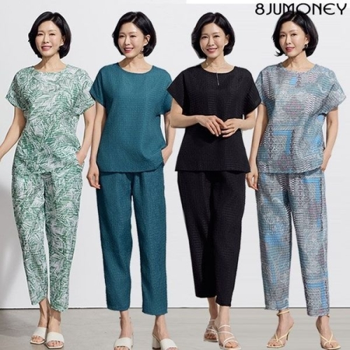 팔주머니 여성 시어서커 풍기포인견 셋업 2종