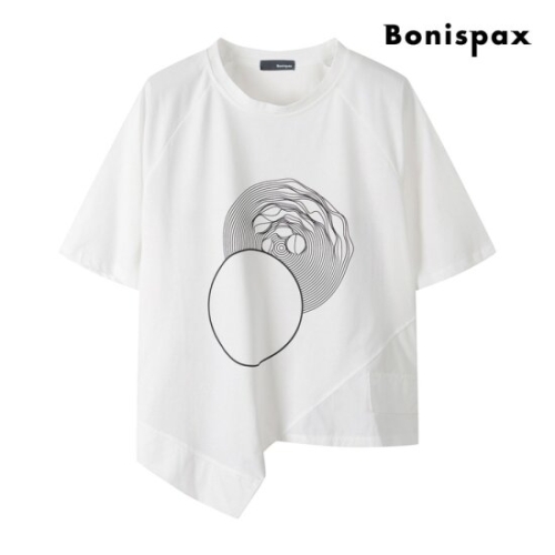 보니스팍스 써클 프린팅 언발 트임 반팔 티셔츠 XP7TS003M0