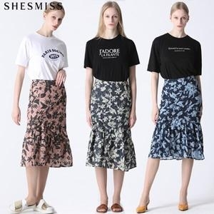 쉬즈미스 여성 플라워 미디 스커트 SWWSKL21050
