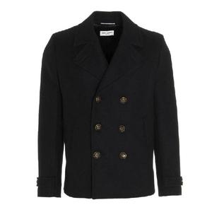 생로랑 더블 브레스티드 롱 슬리브 피코트 627374Y1B73 1000 T