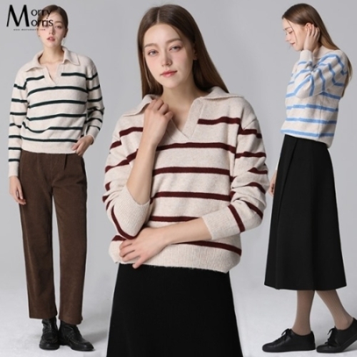 모리모리스 Morry Morris 지그니 스트라이프 울 니트18961373588590