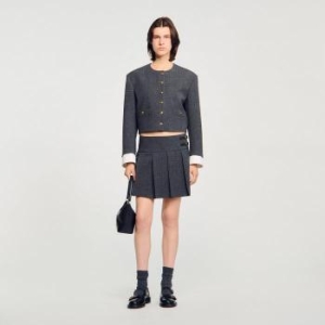 산드로 라인스톤 짧은 정장 Gris / Marron SFPJU01491