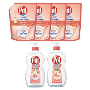 프릴 맑은식초 주방세제 산뜻한 자몽 700ml + 리필 1L