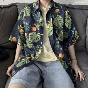 리빌모아 여름 남자 하와이 꽃무늬 야자수 반팔 셔츠 SD-SHH-SDK1002091