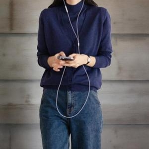 비스코스 CCJ64F4여성용 브이넥 긴팔 가디건 멀티컬러 루즈핏