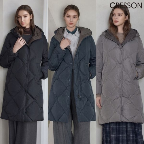 크레송 반더블 퀼팅 후드 다운 C244B801A 3컬러