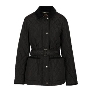 버버리 블랙 퀼티드 패턴 벨티드 웨이스트 캐주얼 재킷 8110378