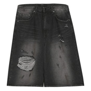 데미지 디테일 Y2K 블랙 버뮤다 데님 NBJ-JEH-3510