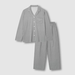 JAJU 여성 피치스킨 체크 10부 파자마 세트