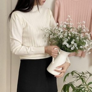 옷자락 다잇템 여자 숄더 골지 폴라넥 FW 잔주름 클래식 모크넥 니트18667495588870