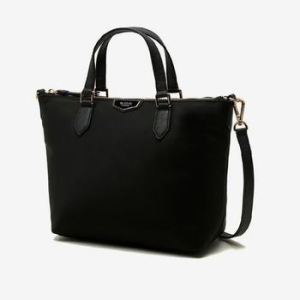 헤지스 ACC 블랙 로고 가죽배색 나일론 토트백_HIBA5F301BK