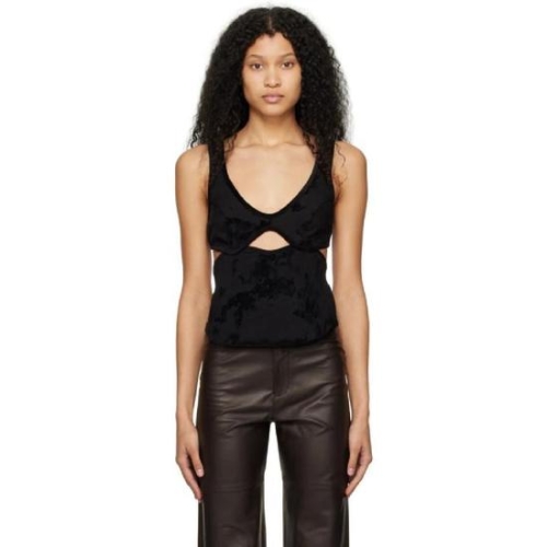 윈 햄린 여성 블랙 번아웃 보디스 캐미솔 231401F358000