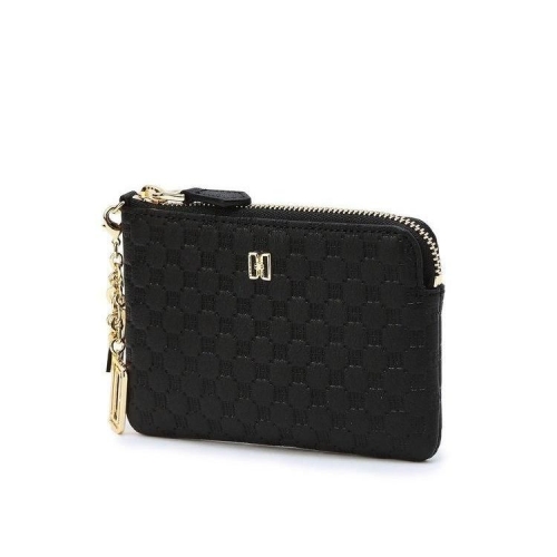 닥스 블랙 DD 로고패턴 소가죽 지퍼동전지갑_DCHO5F519BK