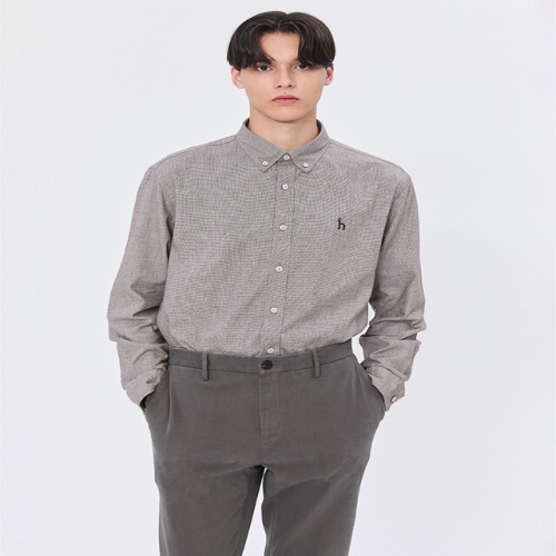 헤지스 브라운 버튼다운 면 긴팔캐주얼셔츠_WHSH4D500W2