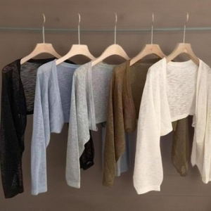 볼레 CCJ6561여성 크롭 로 가디건 비침 시스루 루즈핏 데일리웨어