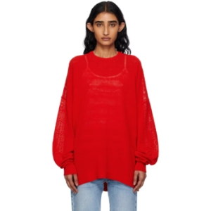 THE Frankie Shop 레드 바셀 크루넥 스웨터 252115F096001