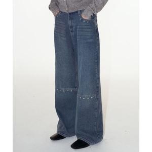 플레이스 스튜디오 절개 라인 리벳 포인트 와이드 워시드 데님 팬츠 중청 936876