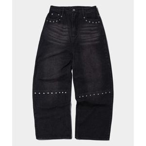 플레이스 스튜디오 절개 라인 리벳 포인트 와이드 워시드 데님 팬츠 흑청 936878