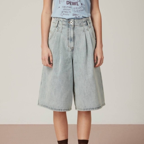 듀엘 하이웨스트 버뮤다 통 데님 팬츠 D253PSA407