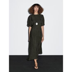 사틴 쇼트 슬리브 롱 원피스 06679530574