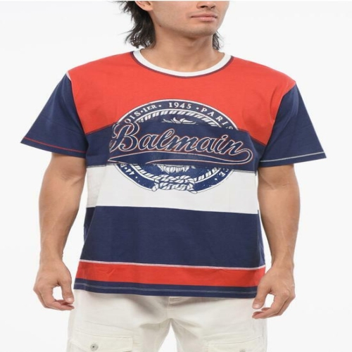 발망 반팔 티셔츠 XH2EG010GB48GEU Bianco Blu Rosso