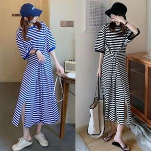 수프 SZZ94W3 줄무늬 라이트 롱원피스 반팔 원피스