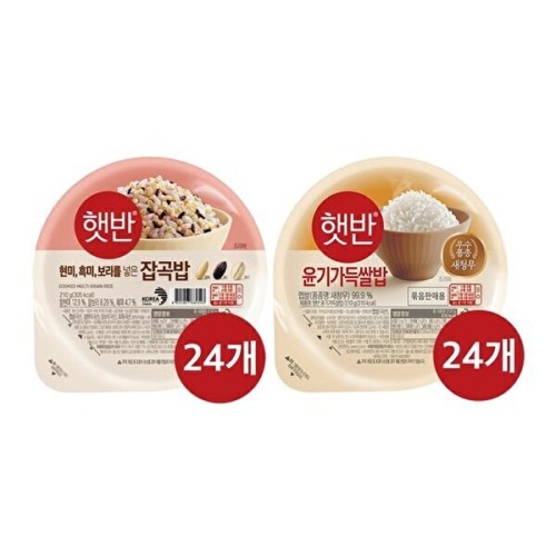 CJ제일제당  햇반 윤기가득 쌀밥 210g 24개 + 햇반 잡곡밥 210g 24개