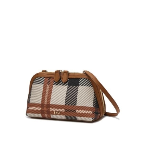 닥스 브라운 쥬빌리체크 패턴 포인트 미니크로스백_DCWA5F226W2